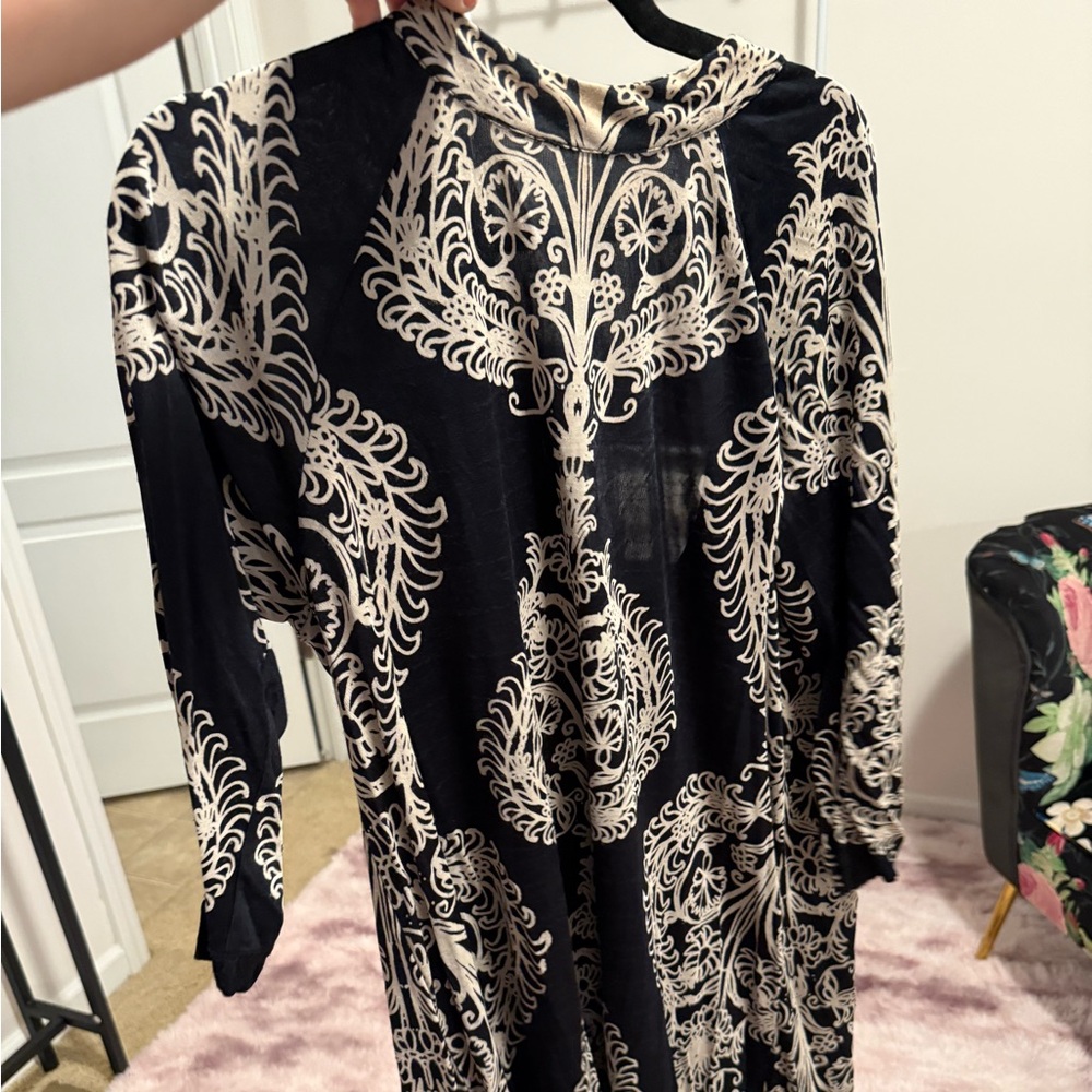 Free People Black and Cream Patterned Garment